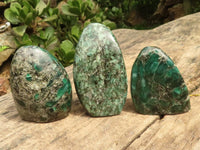 Polished Emerald In Matrix Standing Free Forms x 3 From Sandawana, Zimbabwe - TopRock