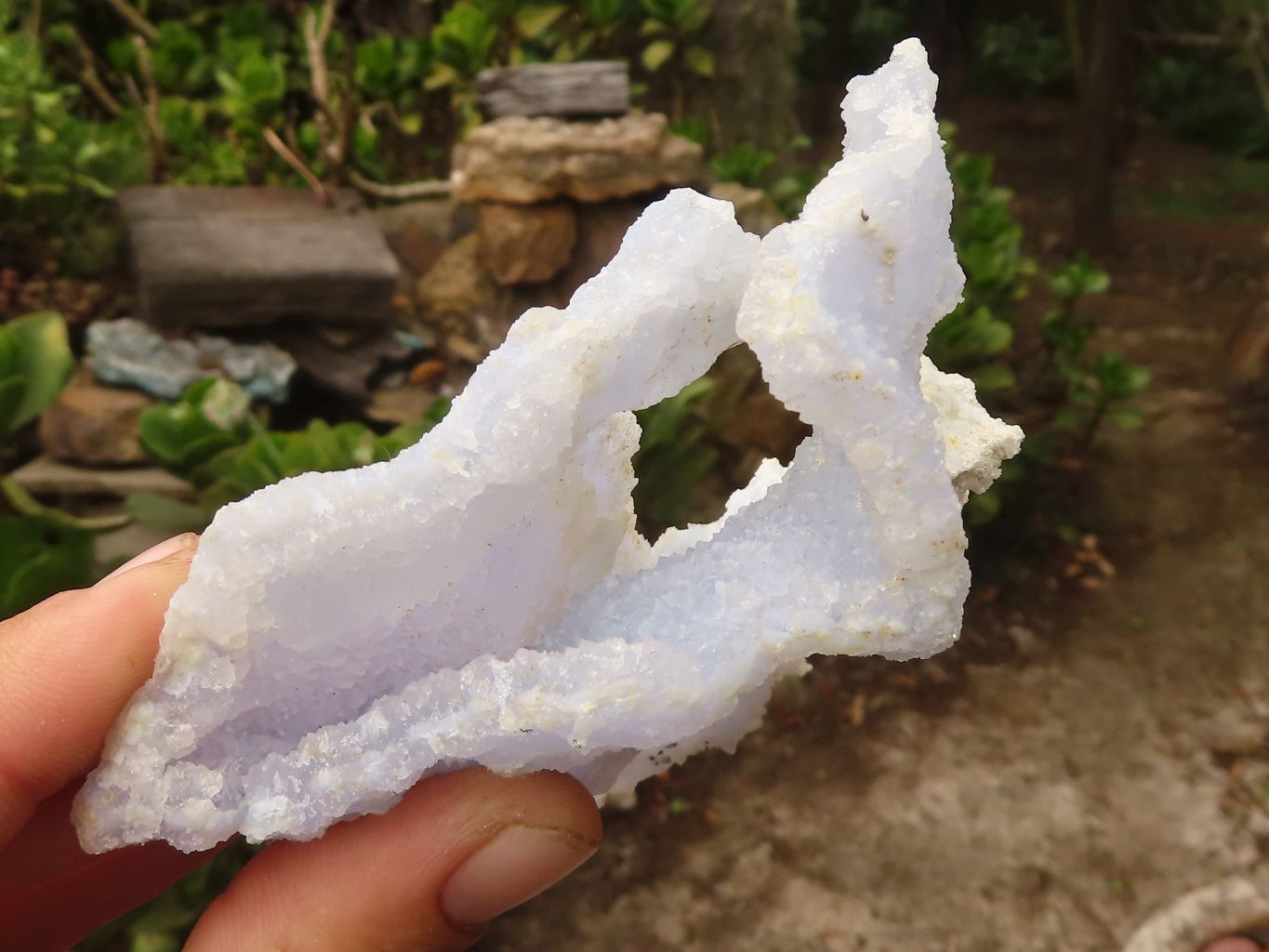 Natural Etched Blue Chalcedony Specimens  x 6 From Malawi - Toprock Gemstones and Minerals 