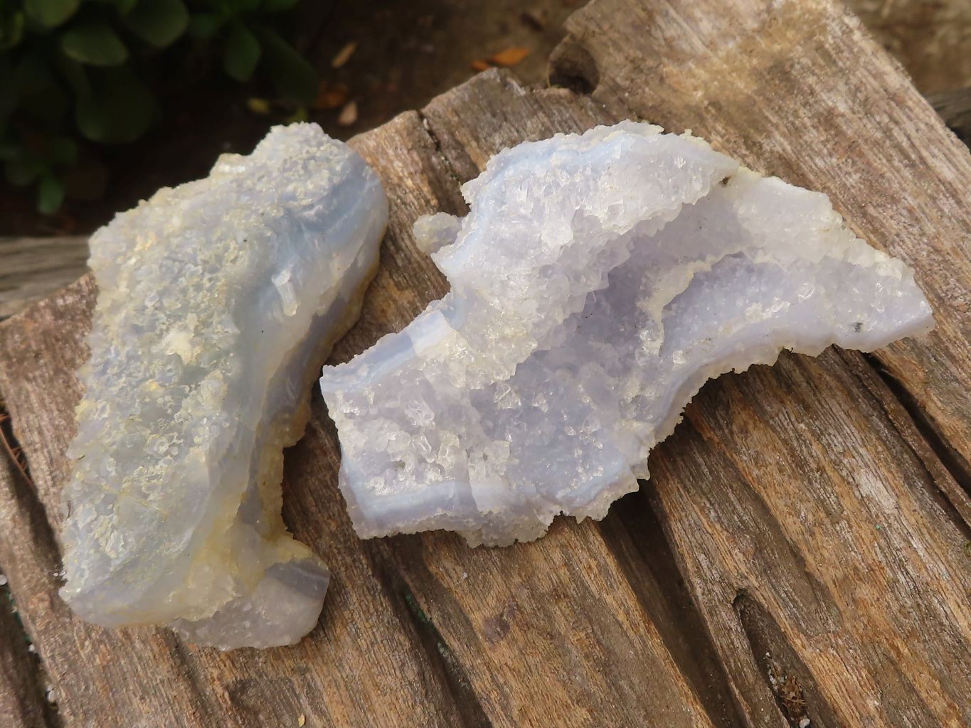 Natural Etched Blue Chalcedony Specimens  x 6 From Malawi - Toprock Gemstones and Minerals 