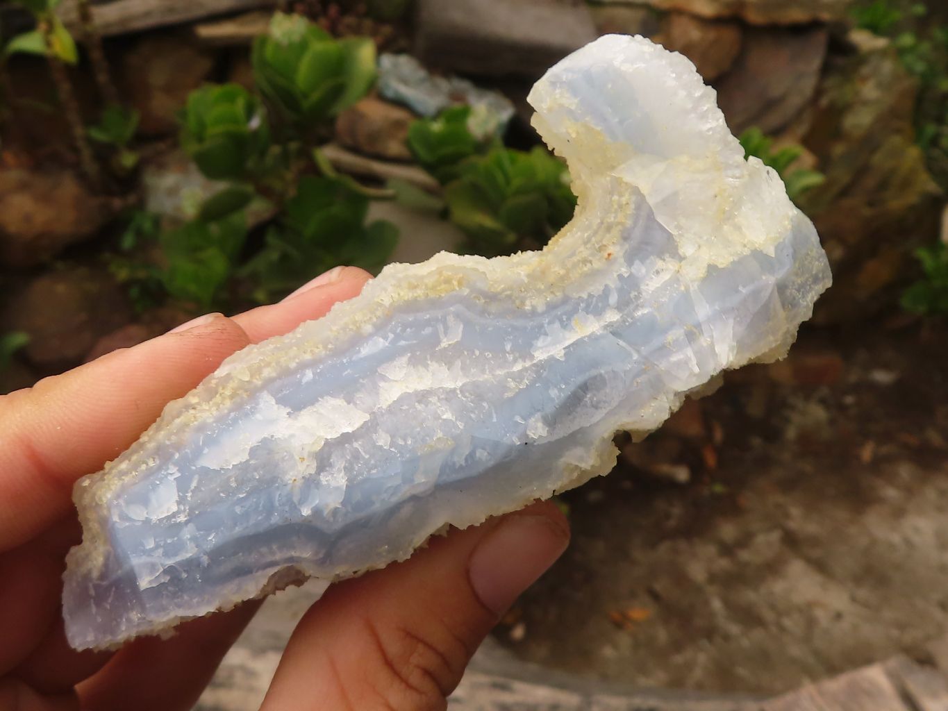 Natural Etched Blue Chalcedony Specimens  x 6 From Malawi - Toprock Gemstones and Minerals 