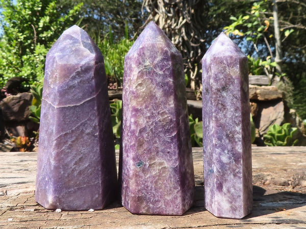 Polished Purple Lepidolite Points  x 3 From Madagascar - Toprock Gemstones and Minerals 