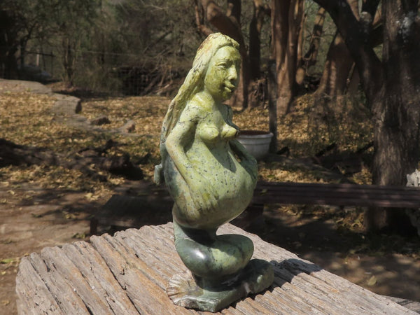 Polished Unique Butter Jade Mermaid Carving  x 1 From Zimbabwe