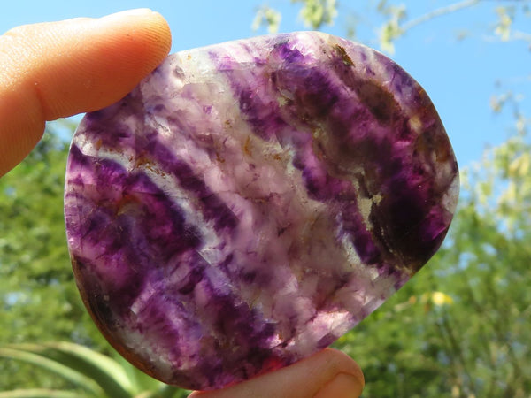 Polished Semi Translucent Watermelon Fluorite Free Forms  x 6 From Uis, Namibia - Toprock Gemstones and Minerals 