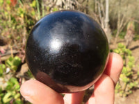 Polished Schorl Black Tourmaline Spheres x 3 From Madagascar - Toprock Gemstones and Minerals 