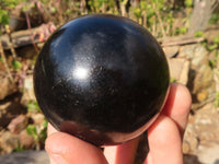 Polished Schorl Black Tourmaline Spheres x 3 From Madagascar - Toprock Gemstones and Minerals 