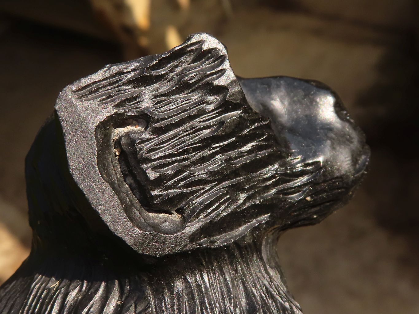 Polished  Black Soapstone Baboon Carving x 1 From Zimbabwe - Toprock Gemstones and Minerals 