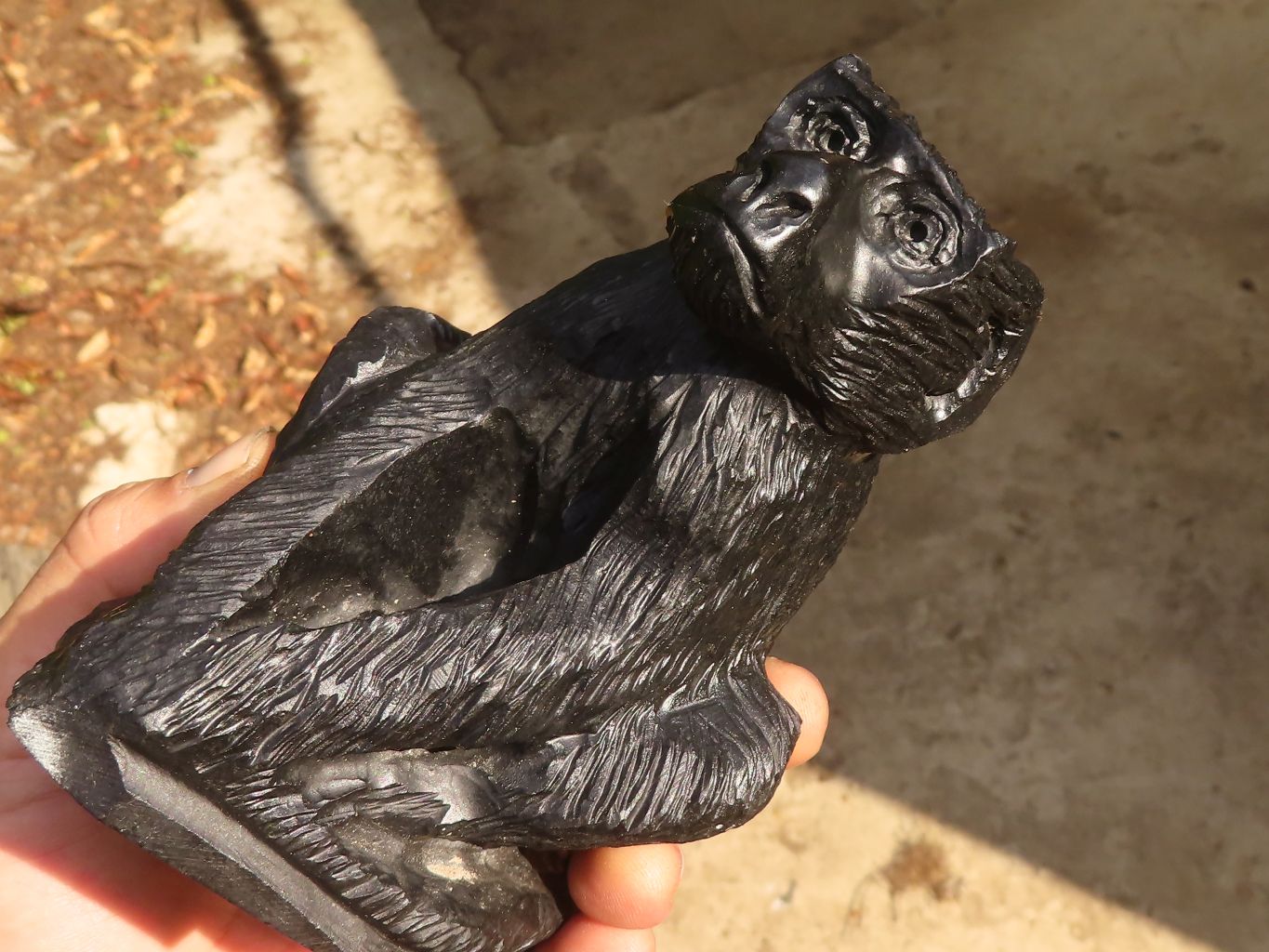 Polished  Black Soapstone Baboon Carving x 1 From Zimbabwe - Toprock Gemstones and Minerals 