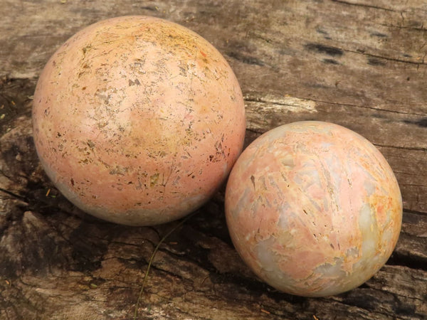 Polished Pink Feldspar Spheres  x 2 From Musina, South Africa - TopRock