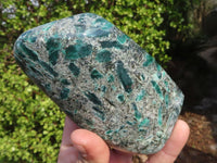 Polished Rare Emerald Mica In Matrix Standing Free Forms x 2 From Mutoko, Zimbabwe - Toprock Gemstones and Minerals 