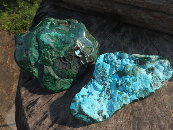 Polished Stunning Malachite With Chrysocolla Free Forms  x 2 From Congo - TopRock