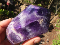 Polished Deep Purple Chevron Amethyst Points  x 2 From Zambia - Toprock Gemstones and Minerals 
