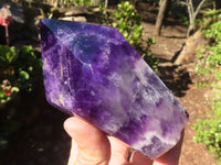Polished Deep Purple Chevron Amethyst Points  x 2 From Zambia - Toprock Gemstones and Minerals 