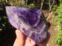 Polished Deep Purple Chevron Amethyst Points  x 2 From Zambia - Toprock Gemstones and Minerals 