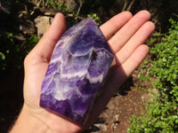 Polished Deep Purple Chevron Amethyst Points  x 2 From Zambia - Toprock Gemstones and Minerals 