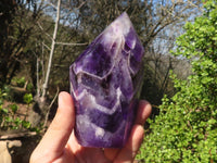 Polished Deep Purple Chevron Amethyst Points  x 2 From Zambia - Toprock Gemstones and Minerals 