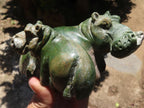 Polished Green Verdite Twin Hippo Carvings  x 2 From Zimbabwe - TopRock