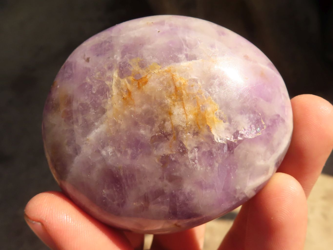 Polished  Chevron Amethyst Galet / Palm Stones x 6 From Madagascar - Toprock Gemstones and Minerals 