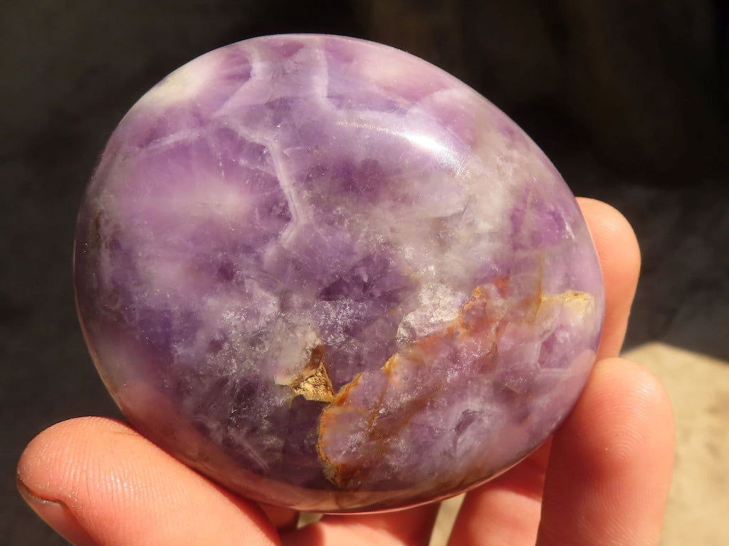 Polished  Chevron Amethyst Galet / Palm Stones x 6 From Madagascar - Toprock Gemstones and Minerals 