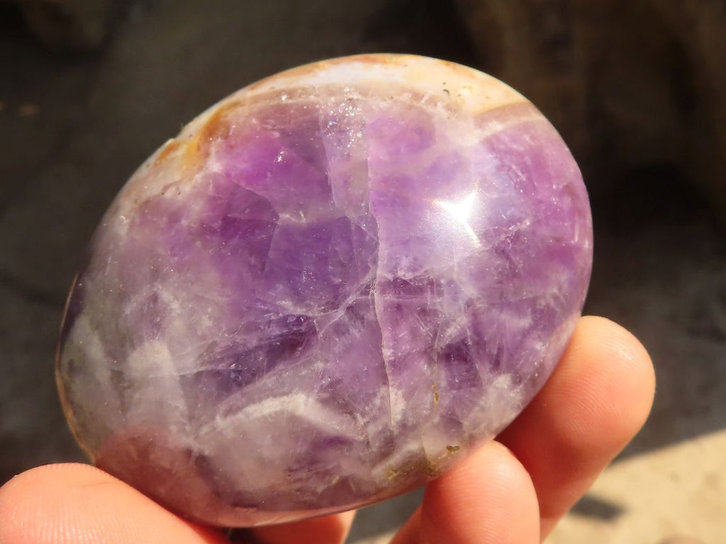 Polished  Chevron Amethyst Galet / Palm Stones x 6 From Madagascar - Toprock Gemstones and Minerals 