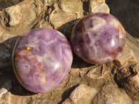 Polished  Chevron Amethyst Galet / Palm Stones x 6 From Madagascar - Toprock Gemstones and Minerals 