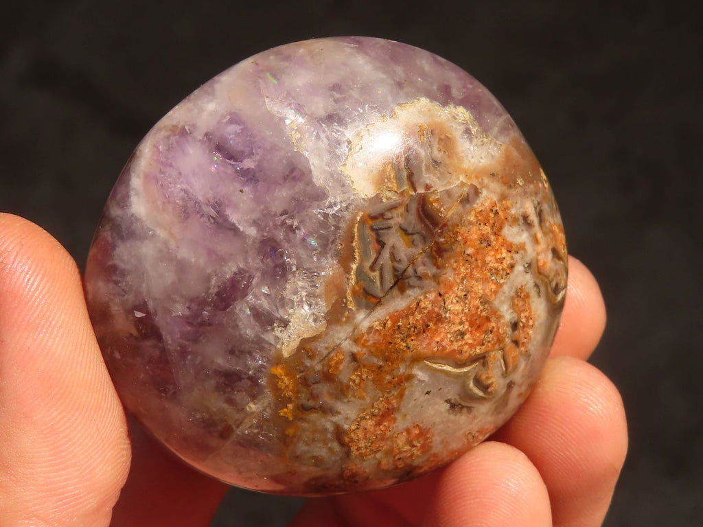 Polished  Chevron Amethyst Galet / Palm Stones x 6 From Madagascar - Toprock Gemstones and Minerals 