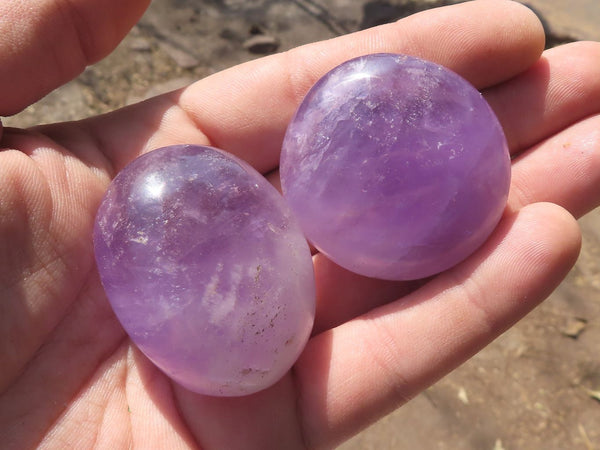 Polished Semi Gemmy Amethyst Palm Stones  x 20 From Madagascar