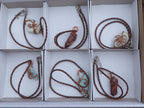 Polished Mixed Jewellery Free Forms With Copper Art Wire Pendants x 6 From Congo - TopRock