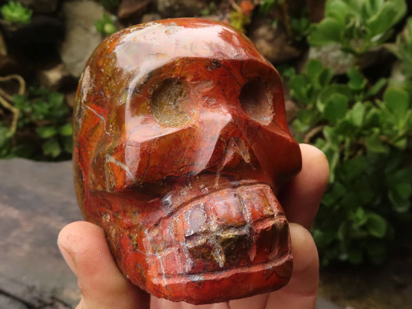Polished Gorgeous Red Flame Jasper Skull Carvings  x 2 From Madagascar - TopRock