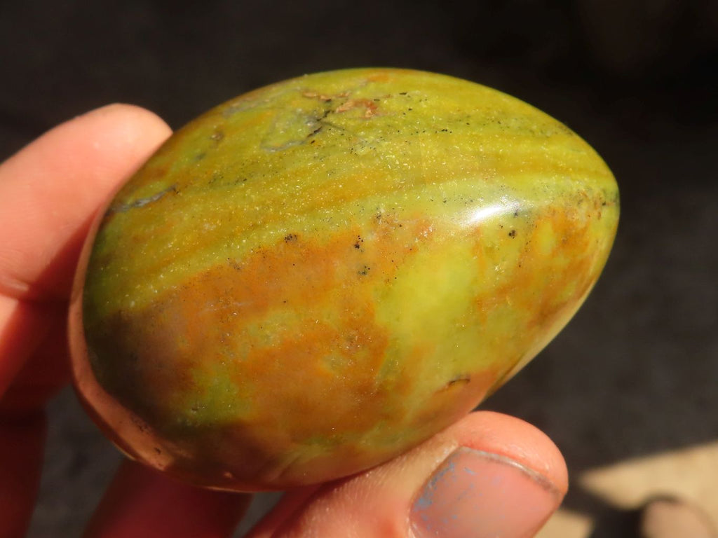 Polished  Green Opal Galet / Palm Stones x 12 From Antsirabe, Madagascar - Toprock Gemstones and Minerals 