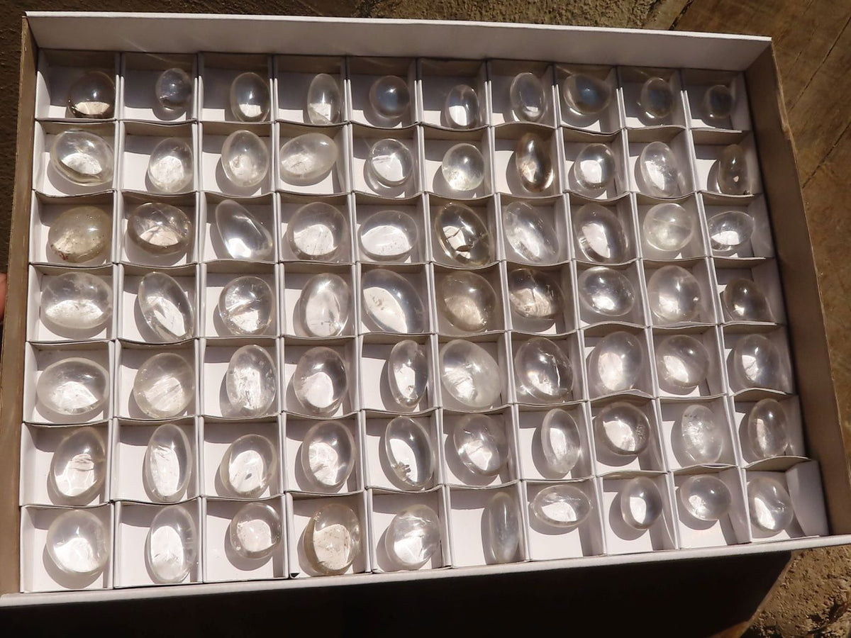 Polished Mini Semi Optic Rock Crystal Palm Stones  x 70 From Madagascar - Toprock Gemstones and Minerals 