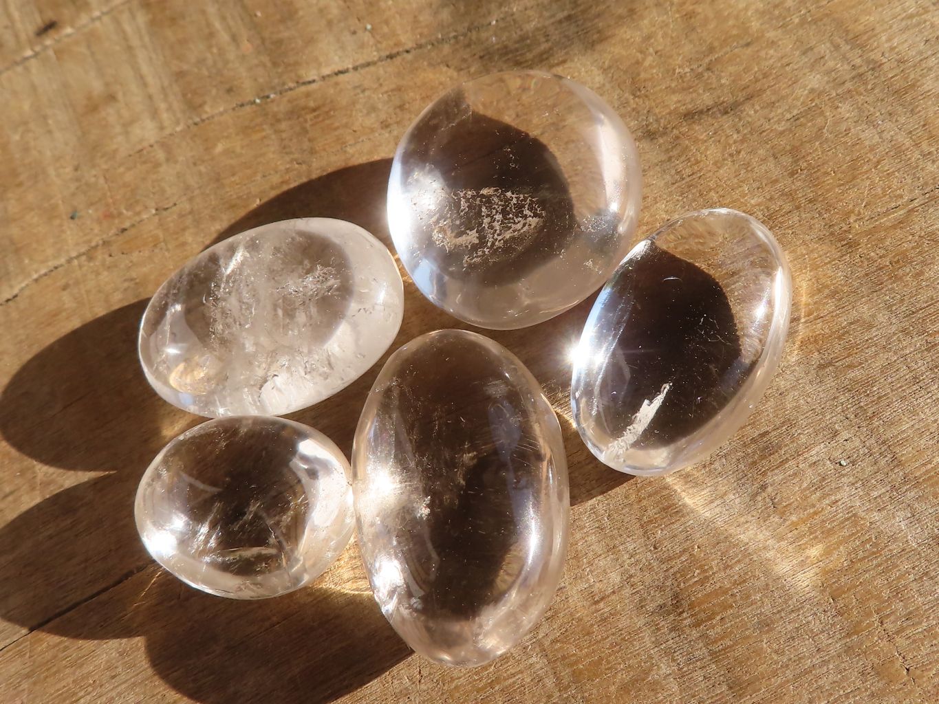 Polished Mini Semi Optic Rock Crystal Palm Stones  x 70 From Madagascar - Toprock Gemstones and Minerals 