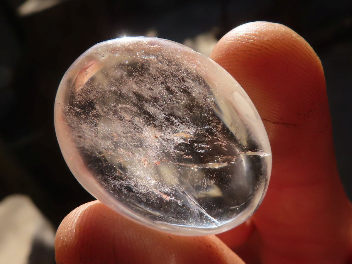 Polished Mini Semi Optic Rock Crystal Palm Stones  x 70 From Madagascar - Toprock Gemstones and Minerals 