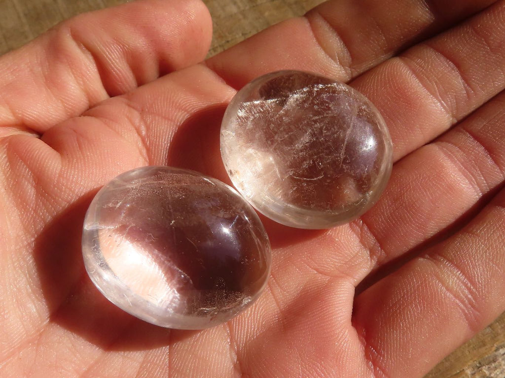 Polished Mini Semi Optic Rock Crystal Palm Stones  x 70 From Madagascar - Toprock Gemstones and Minerals 