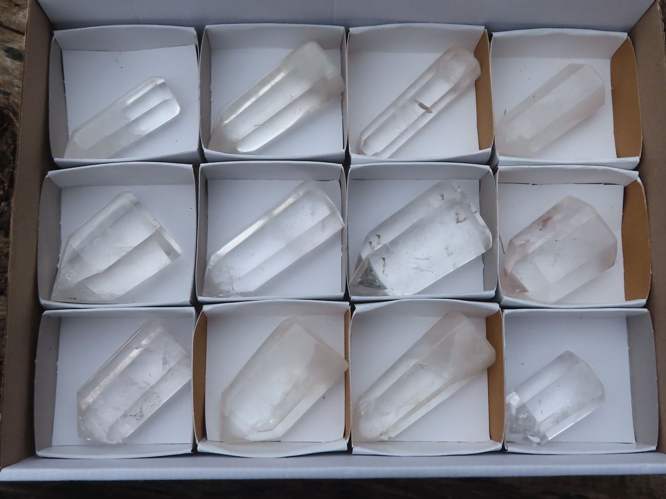 Polished Semi Optic Clear Quartz Points  x 12 From Madagascar - Toprock Gemstones and Minerals 