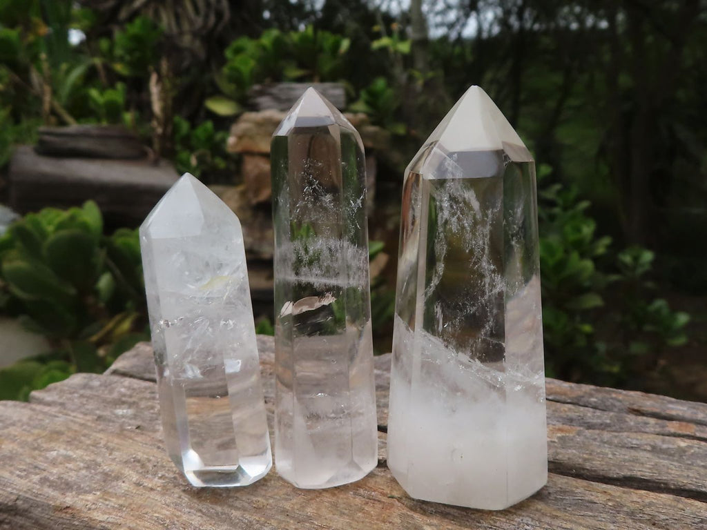 Polished Semi Optic Clear Quartz Points  x 12 From Madagascar - Toprock Gemstones and Minerals 