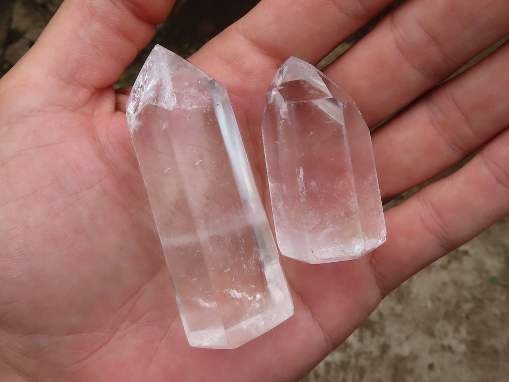 Polished Semi Optic Clear Quartz Points  x 12 From Madagascar - Toprock Gemstones and Minerals 