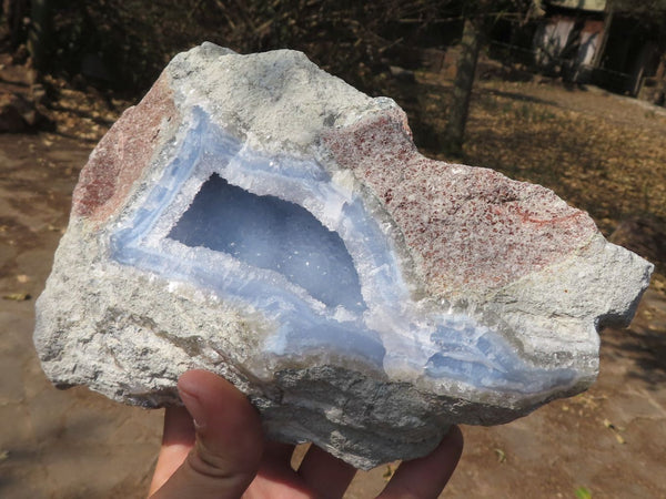 Natural Large Blue Lace Agate Geode Specimens  x 2 From Nsanje, Malawi
