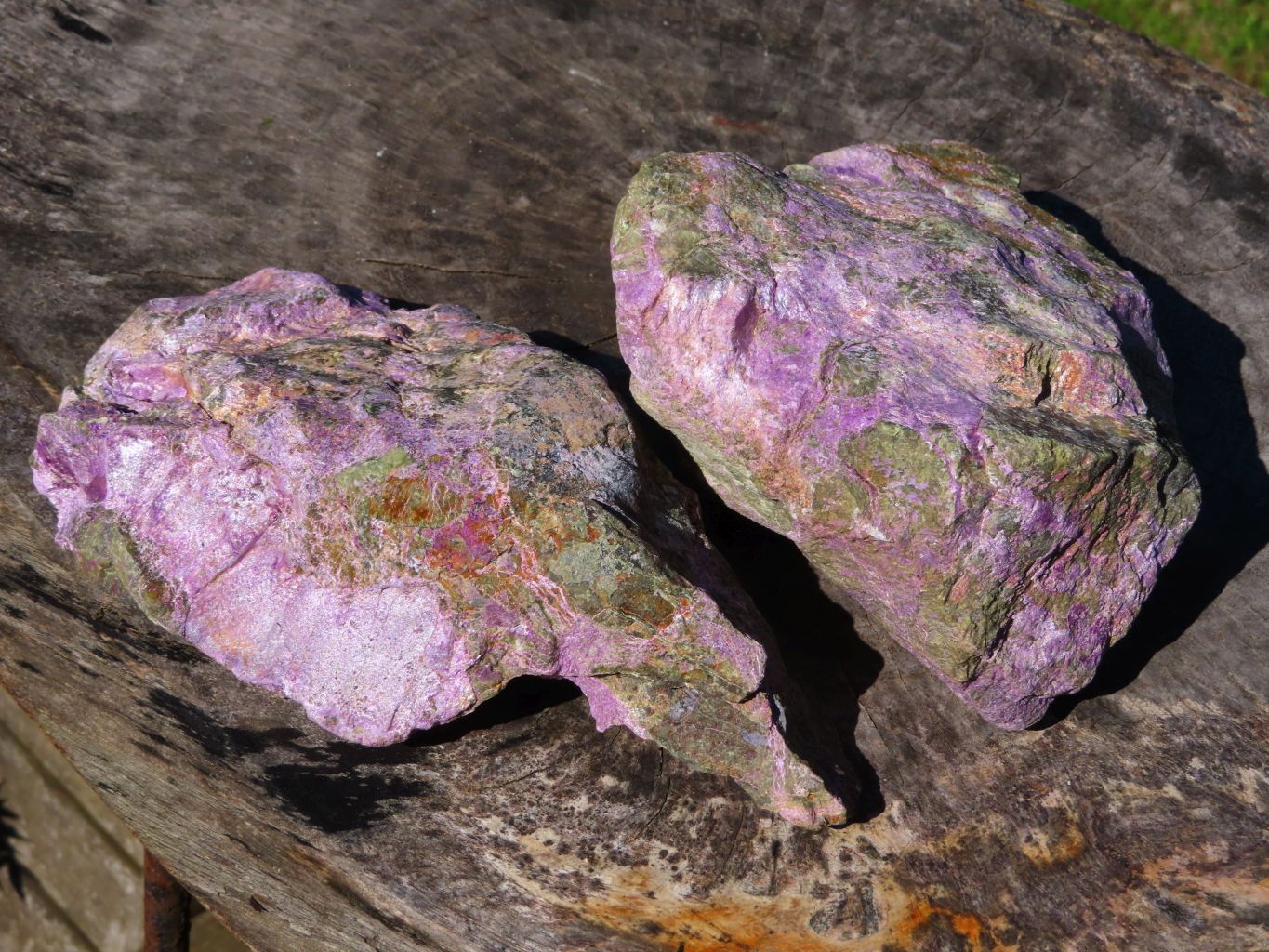 Natural Rough Stichtite & Green Serpentine Specimens x 2 From Barberton, South Africa - TopRock