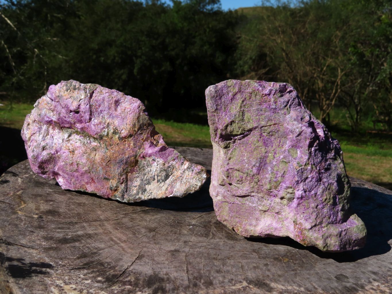 Natural Rough Stichtite & Green Serpentine Specimens x 2 From Barberton, South Africa - TopRock