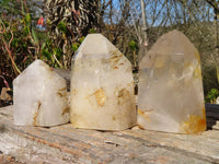 Polished Window Quartz Points x 3 From Madagascar - Toprock Gemstones and Minerals 