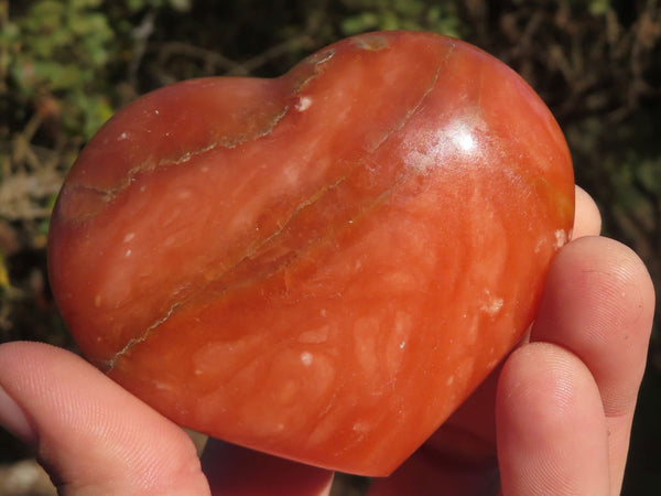 Polished Vibrant Orange Calcite Hearts x 6 From Madagascar - TopRock