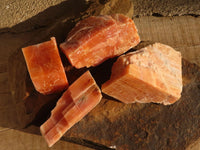 Natural New Sunset Orange Calcite Specimens  x 4 From Spitzkop, Namibia - Toprock Gemstones and Minerals 