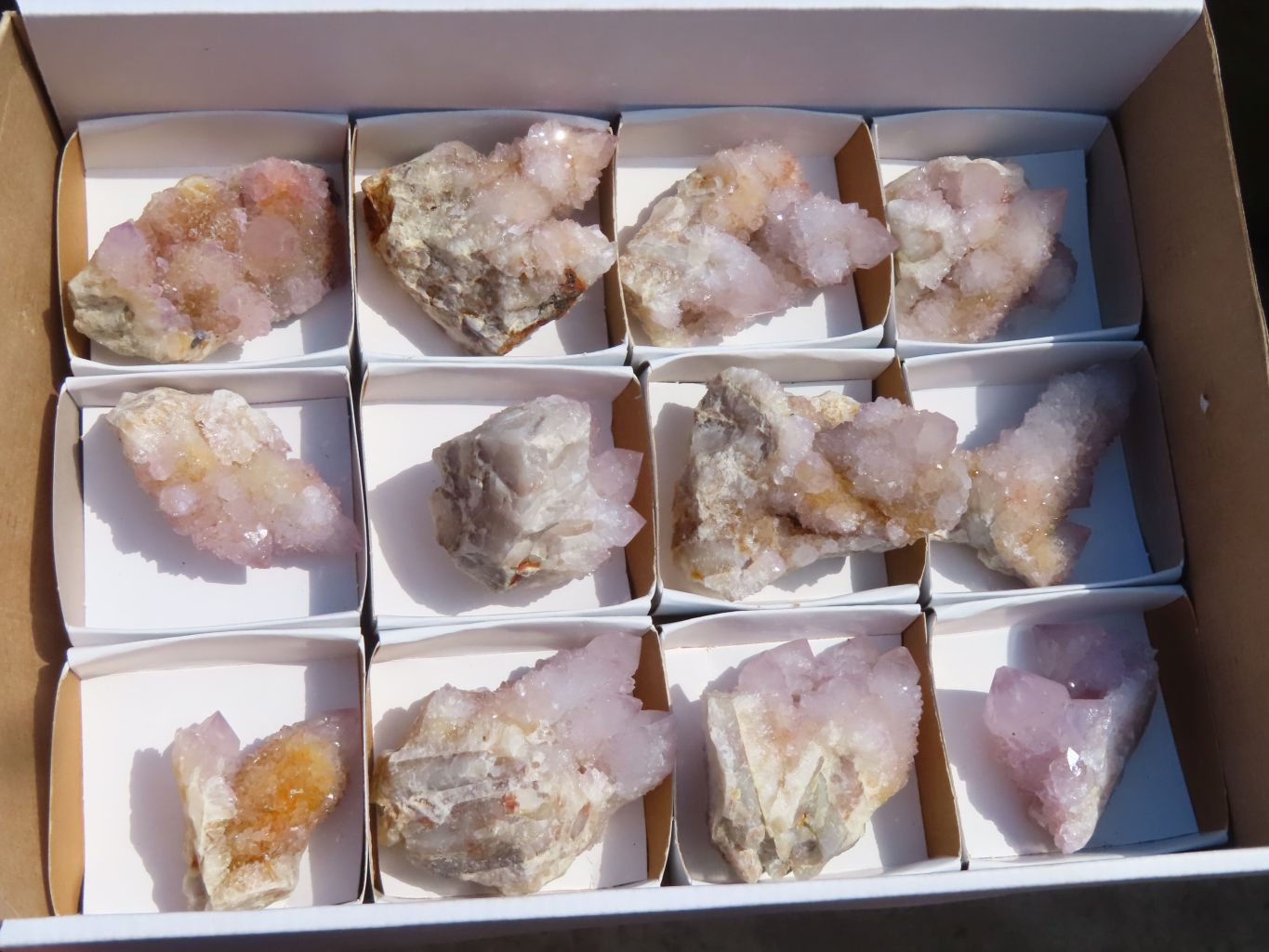 Natural Pale Lilac Spirit Quartz Clusters x 12 From Boekenhouthoek, South Africa - Toprock Gemstones and Minerals 