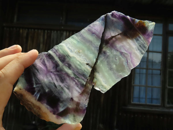 Polished Watermelon Fluorite Slices x 2 From Vis, Namibia - TopRock