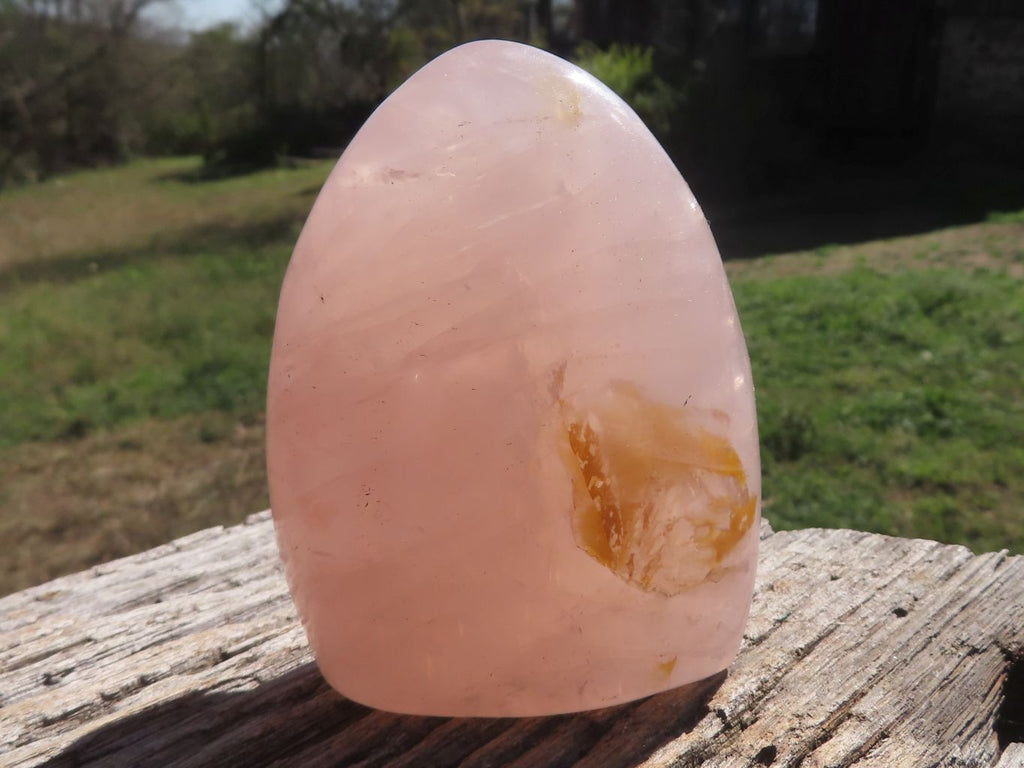 Polished Pink Rose Quartz Standing Free Forms  x 3 From Madagascar - TopRock