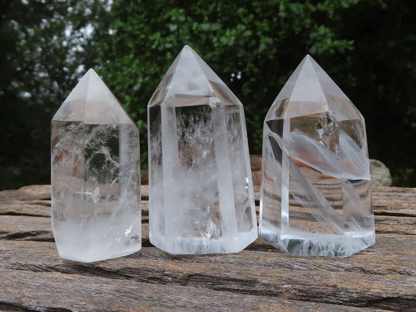 Polished Small Clear Quartz Crystal Points  x 12 From Madagascar - TopRock