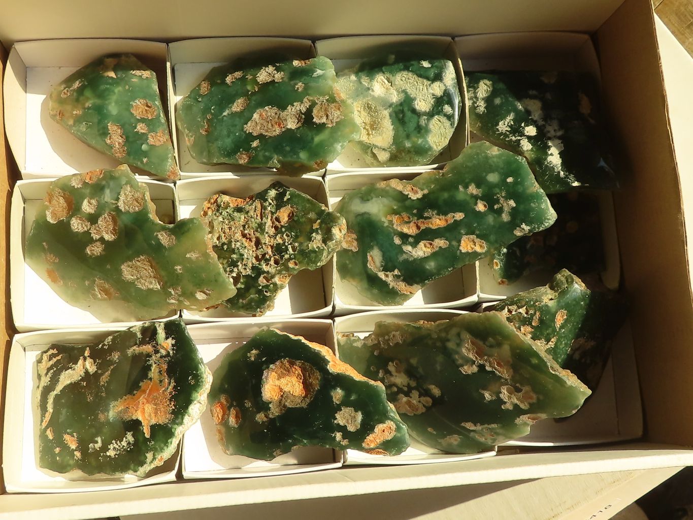Polished On One Side Emerald Mtorolite Plates x 12 From Mutorashanga, Zimbabwe - Toprock Gemstones and Minerals 