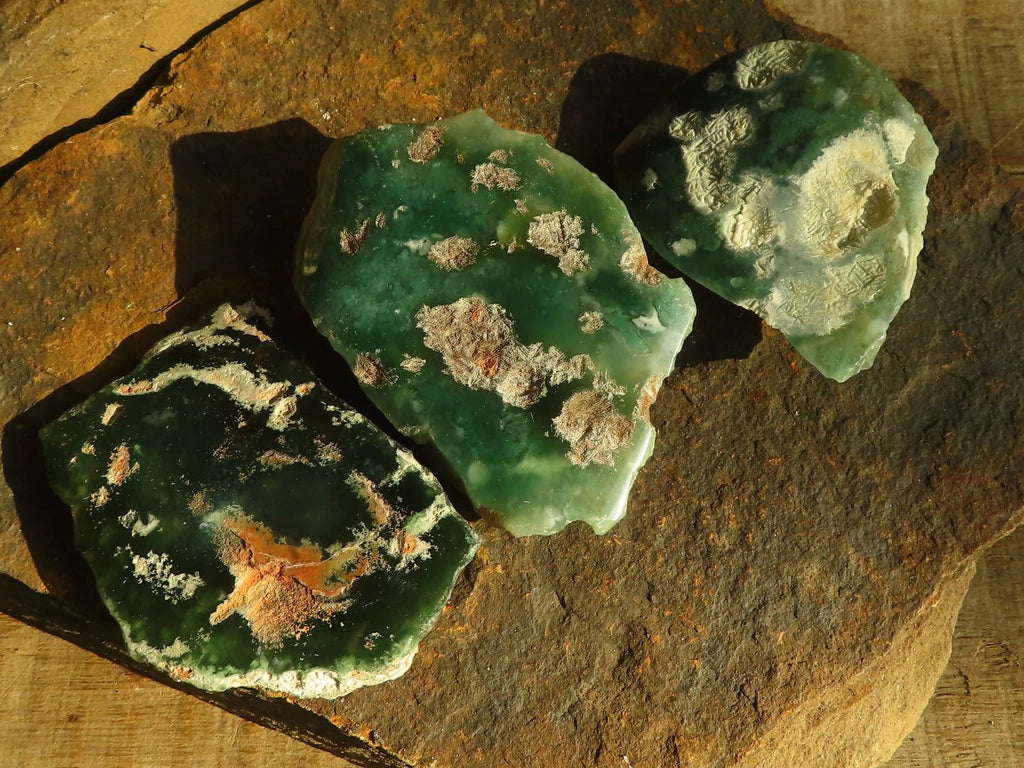 Polished On One Side Emerald Mtorolite Plates x 12 From Mutorashanga, Zimbabwe - Toprock Gemstones and Minerals 