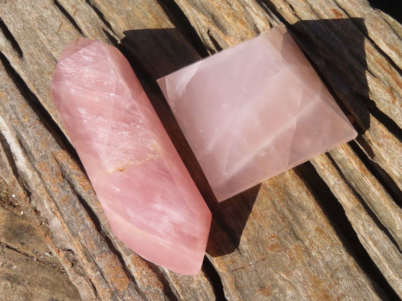 Polished Double Terminated Rose Quartz Point & Pyramid x 2 From Antsirabe, Madagascar - Toprock Gemstones and Minerals 