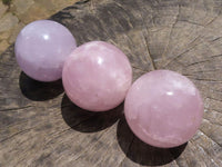 Polished Gemmy Pink Rose Quartz Spheres  x 3 From Madagascar - TopRock